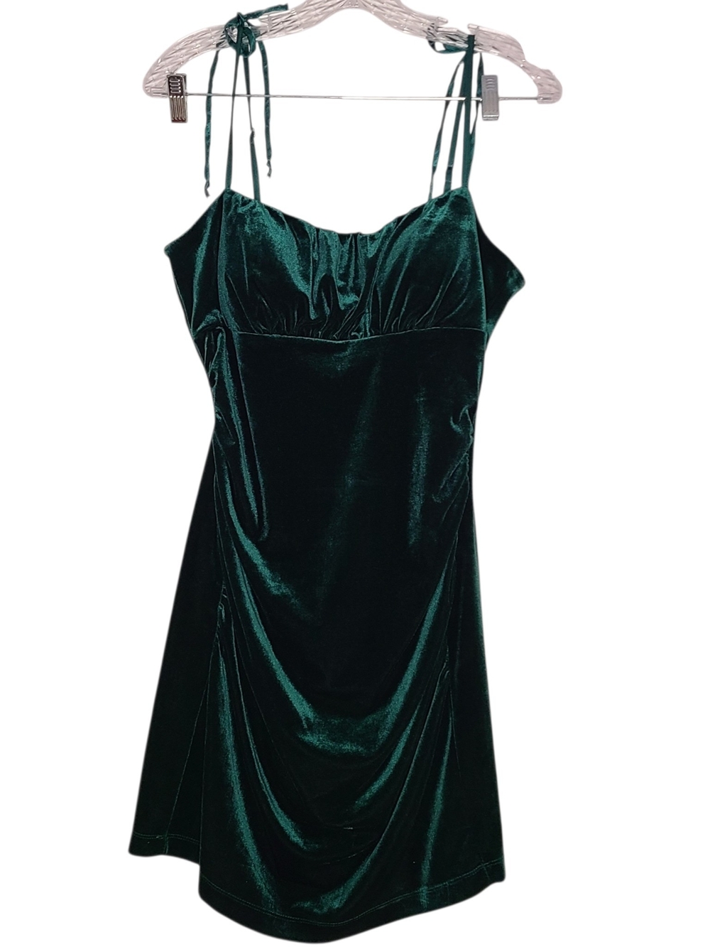 Honey and Rosie Green Velvet Ruched Bodycon Mini Dress Size Large